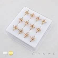 DAZZLING MULTI MARQUISE CUT CZ FLOWER CLUSTER POLISH 316L SURGICAL STEEL NOSE HOOP RING BOX